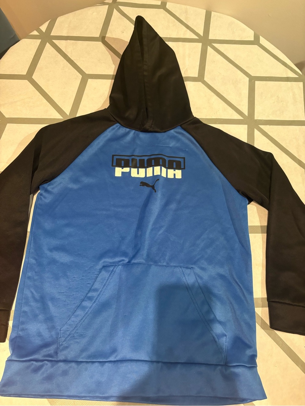 3/15$ Puma Blue and Black Logo Hoodie